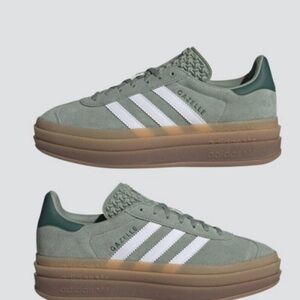 Adidas Women's Gazelle Bold ID6998 SILVER GREEN casual-8.5